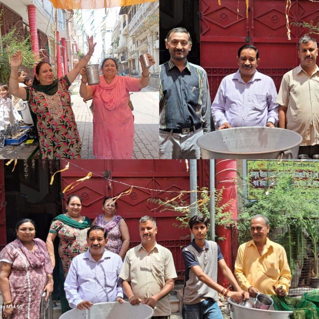 पावन निर्जला एकादशी के उपलक्ष्य में अमृत वेला प्रभात सोसायटी सदस्यों द्वारा प्राचीन श्री राधा कृष्ण मन्दिर में ठंडे मीठे जल की लगाई छबील और वित्रण की फ्रूटीयां