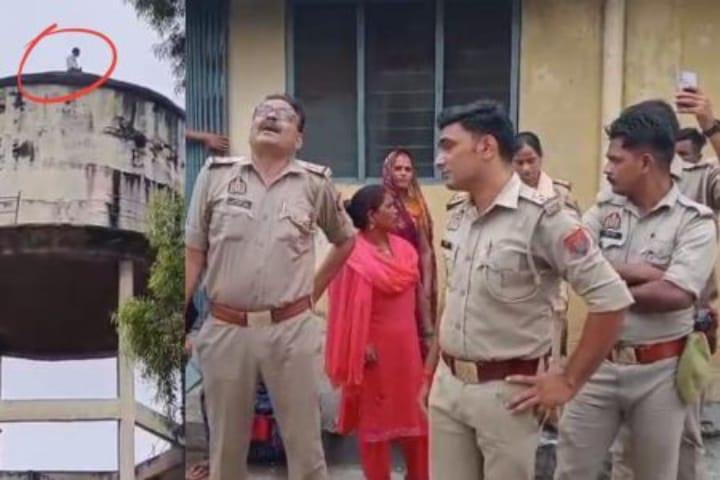 बाइक चोरी के मामले में पुलिस की बेरुखी से परेशान जिला महिला अस्पताल के ओवरहेड टैंक पर चढ़ा युवक