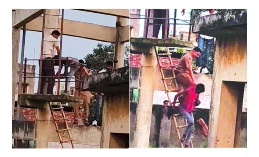 युवक ने टंकी पर चढ़कर दी कूदने की धमकी, पुलिस ने बचाई जान